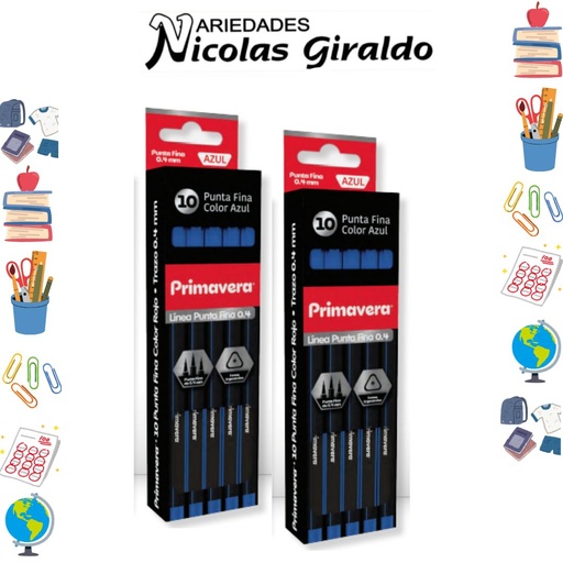 [P3229-007] Lapicero primavera punta fina x10 azul