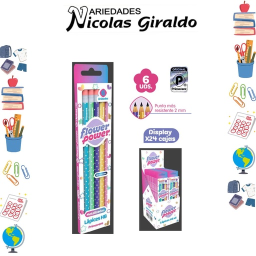 [P4012] Lapiz primavera flower power x6
