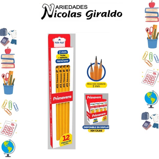 [P516] Lapiz primavera grafito x12