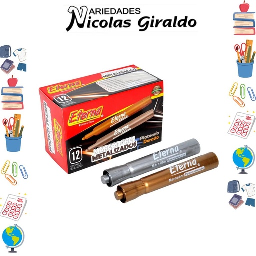 [ET534] Marcador metal dorado-Plata caja x12 eterna