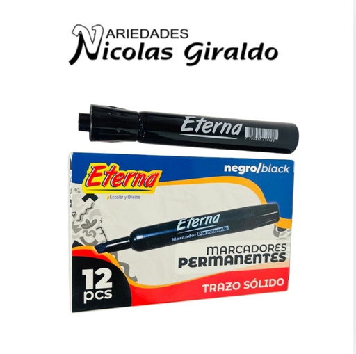 [ET149] Marcador permanente negro eterna caja x12 