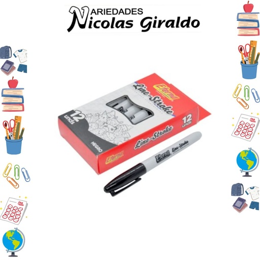 [ET604] Marcador punta delgada negro caja x12 eterna