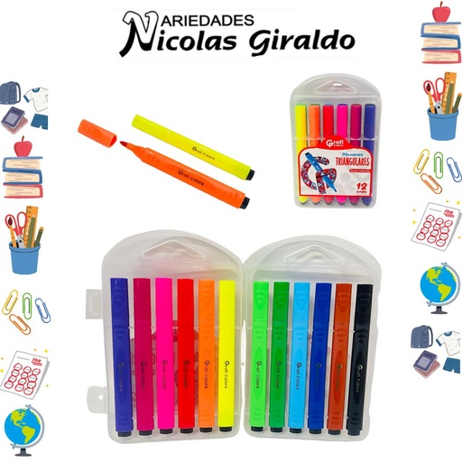 [GR207] Marcador plumon triangular x12 graficolors 