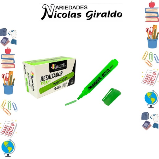 [134855] Resaltador marfil verde caja x12 