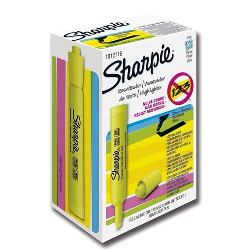 [1776904] Resaltador sharpie tank amarillo caja x12