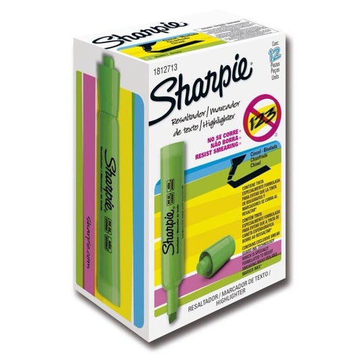 [25026B] Resaltador sharpie tank verde caja x12