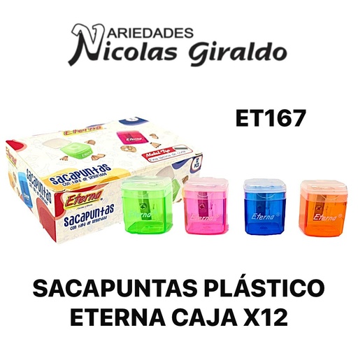 [ET167] Sacapuntas plastico eterna Caja x12