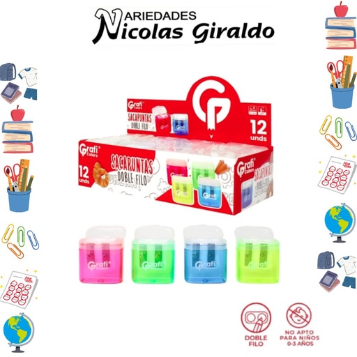 [GR186] Sacapuntas con deposito caja x12 graficolors  